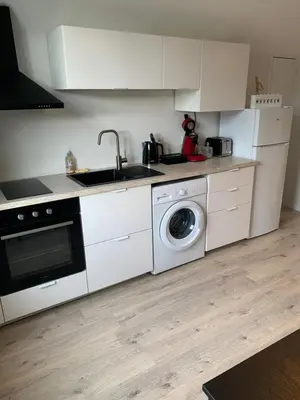 Cuisine ou kitchenette dans l'établissement Léon et Victor