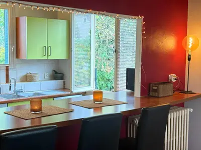 Cuisine ou kitchenette dans l'établissement Chez Ludo - Dijon - Maison & jardin proche tramway et centre ville