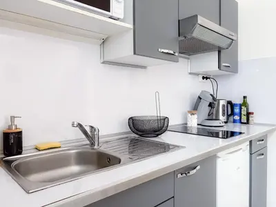 Cuisine ou kitchenette dans l'établissement Cozy studio