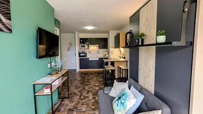 Cuisine ou kitchenette dans l'établissement Gîte Le 47