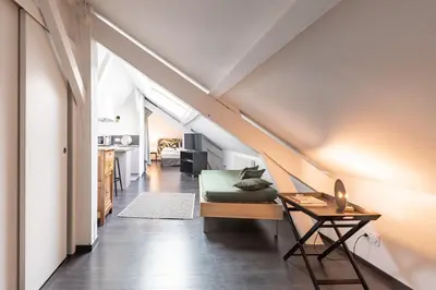 Cuisine ou kitchenette dans l'établissement Petit Loft proche Place Darcy