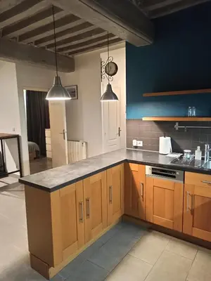 Cuisine ou kitchenette dans l'établissement Le Bourguignon - Proche centre ville et Tram