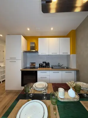 Cuisine ou kitchenette dans l'établissement Pause détente au centre de Mâcon