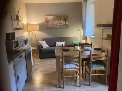 Cuisine ou kitchenette dans l'établissement Charming and peaceful Appartement des Rosiers