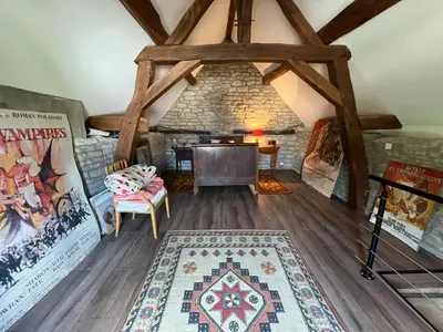 Coin salon dans l'établissement Old stone house Burgundy France