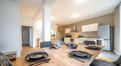 Cuisine ou kitchenette dans l'établissement Paradis au bord de saone