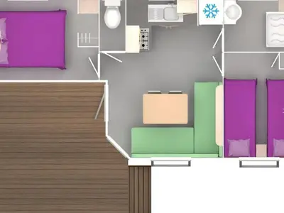 Plan de l'établissement Mobil-home confortable avec terrasse pour 4 personnes - API-1-52-1059