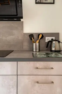 Cuisine ou kitchenette dans l'établissement Grand studio au cœur du vignoble, Leynes