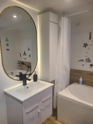 Salle de bains dans l'établissement Appartement cozy T2 dans maison en RDC proche de Chalon sur Saone
