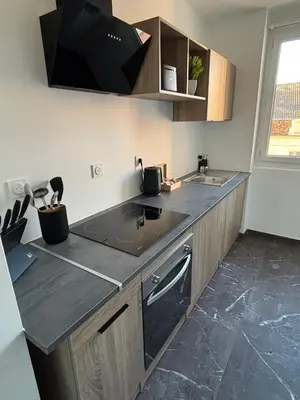 Cuisine ou kitchenette dans l'établissement Appartement entier vu sur la Saône en plein centre