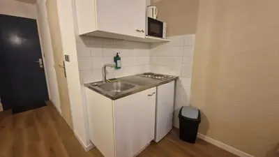 Cuisine ou kitchenette dans l'établissement Le Cosy 209 des Logis de Paray Studio Downtown
