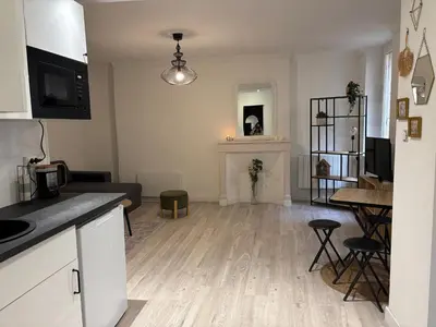 Cuisine ou kitchenette dans l'établissement T2 4 pers rénové au cœur du centre historique Place de la Libération