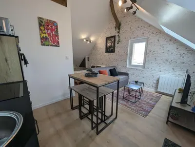 Cuisine ou kitchenette dans l'établissement Le Studio Neo-Retro