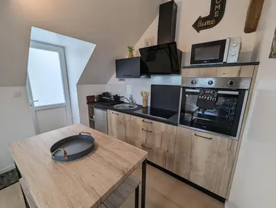 Cuisine ou kitchenette dans l'établissement Le Studio Neo-Retro