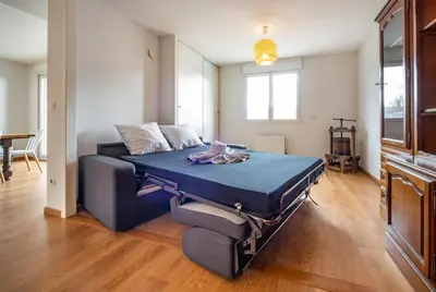Un ou plusieurs lits dans un hébergement de l'établissement Grand 70m2 - Gare à pied - Fibre - Parking