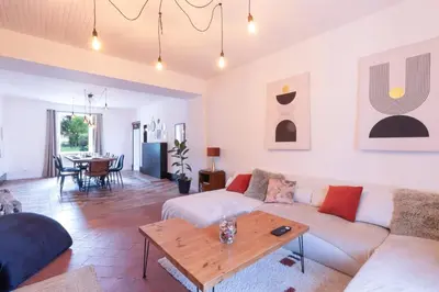 Coin salon dans l'établissement La Guicheuse 10 pers - parc 3000m²