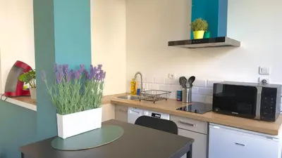 Cuisine ou kitchenette dans l'établissement Le Talant - Gare - 2 voyageurs