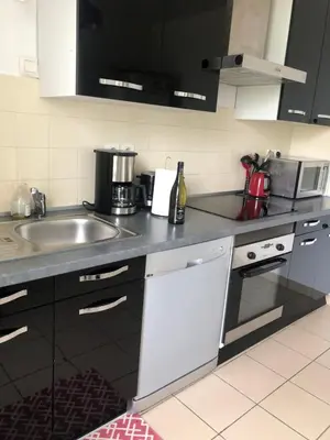 Cuisine ou kitchenette dans l'établissement Gîte Les Minimes