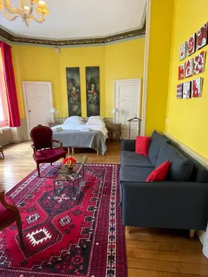 Coin salon dans l'établissement Appartement Le Buffon