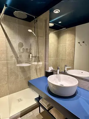 Salle de bains dans l'établissement Logis Hotel Darcy Dijon Centre