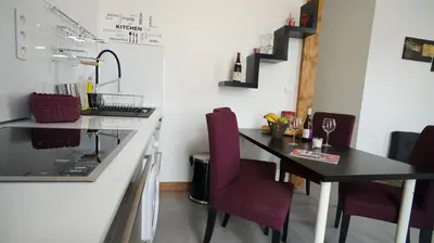 Cuisine ou kitchenette dans l'établissement Le Puligny, appartement classé 3 étoiles