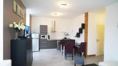 Cuisine ou kitchenette dans l'établissement Le Puligny, appartement classé 3 étoiles