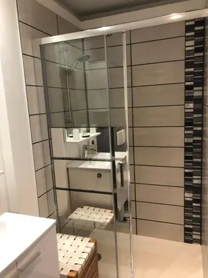 Salle de bains dans l'établissement La Ferme du Bonheur