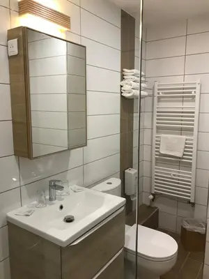 Salle de bains dans l'établissement Hôtel Saint Philibert
