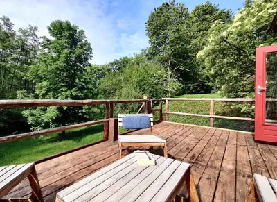 Balcon ou terrasse dans l'établissement Moulin des Vernes