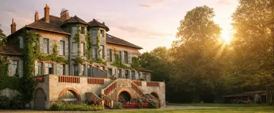 Jardin de l'établissement Le Relais du Doubs en Bourgogne