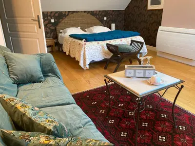 Un ou plusieurs lits dans un hébergement de l'établissement Chambres d'hôtes Le Relais de la Perle