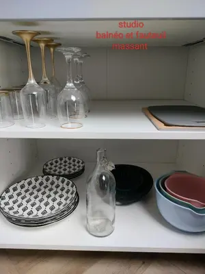 Cuisine ou kitchenette dans l'établissement Calme et Volupté