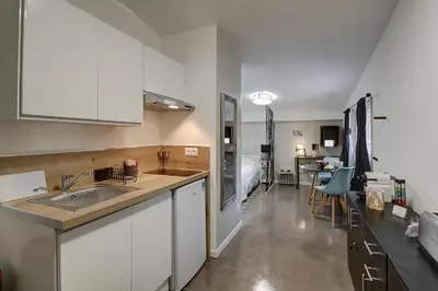 Cuisine ou kitchenette dans l'établissement STUDIO LE CHOUETTE