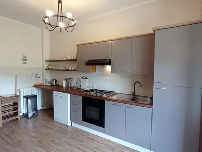Cuisine ou kitchenette dans l'établissement Gîte Donjon