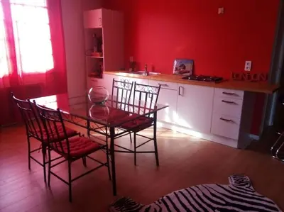 Cuisine ou kitchenette dans l'établissement La pause nuitonne