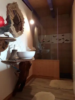 Salle de bains dans l'établissement Gîte