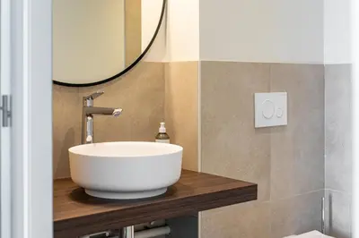 Salle de bains dans l'établissement Château de Pierreclos