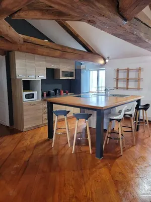Cuisine ou kitchenette dans l'établissement Les chambres de la Cotinière - Bord de Saône - St Jean de Losne