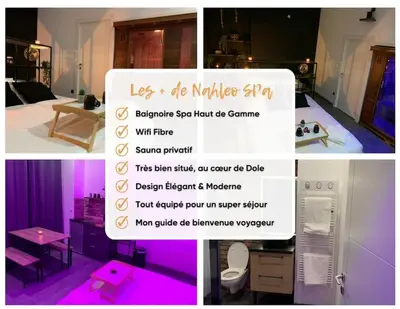 Un ou plusieurs lits dans un hébergement de l'établissement Appartement Spa - NAHLEO Industriel