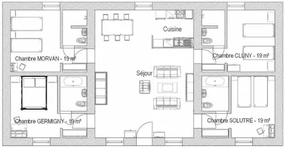 Plan de l'établissement Gîte des Grands Narreaux