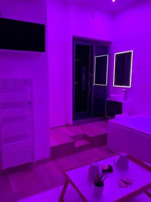 Télévision ou salle de divertissement dans l'établissement Appartement Spa - NAHLEO Scandinave