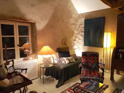Coin salon dans l'établissement Maison d'hôtes 