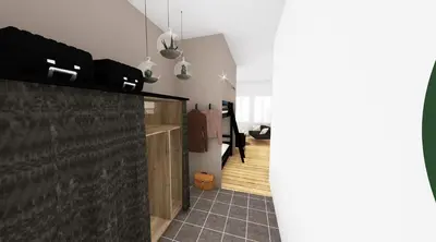 Cuisine ou kitchenette dans l'établissement LOUHANS Les Petites Arcades avec ses deux appartements coté Arcades et coté cour