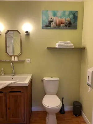 Salle de bains dans l'établissement Hôtel l'Annexe