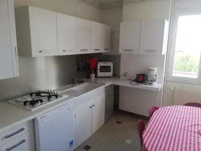 Cuisine ou kitchenette dans l'établissement La Fontaine, F2 au cœur de Paray