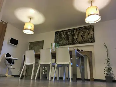 Coin salon dans l'établissement Appartement La Borde