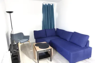 Coin salon dans l'établissement Dijon : Superbe appartement hyper centre en duplex