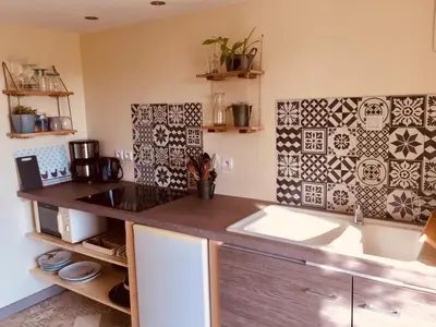 Cuisine ou kitchenette dans l'établissement Appartement avec vue sur les vignes à Gevrey