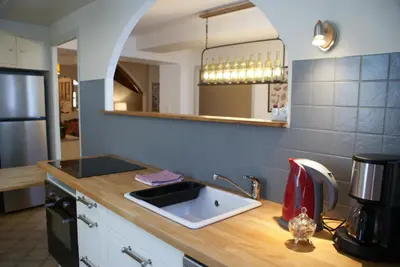 Cuisine ou kitchenette dans l'établissement Escapade bourguignonne