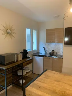 Cuisine ou kitchenette dans l'établissement Hôtel Des Docks